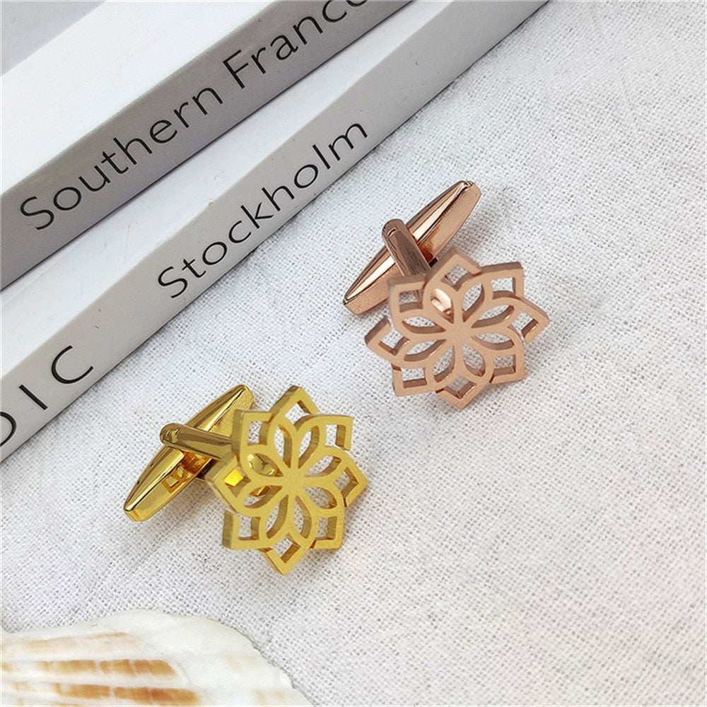Hollow Mandala Flower Cufflinks