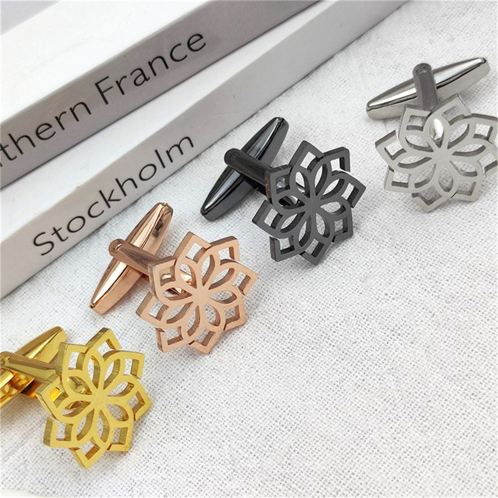 Hollow Mandala Flower Cufflinks