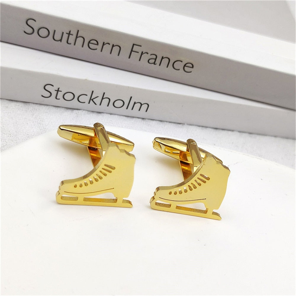 Ice Skates Cufflinks - Gold