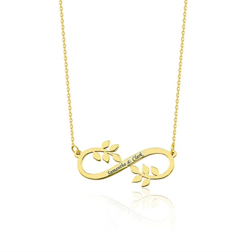 Customized Name Infinity Necklace Stainless Steel Gold Chain Child Pendant Nameplate Anniversary Jewelry Gift