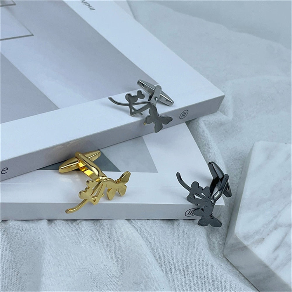 Initial Letter Butterfly and Heart Cufflinks