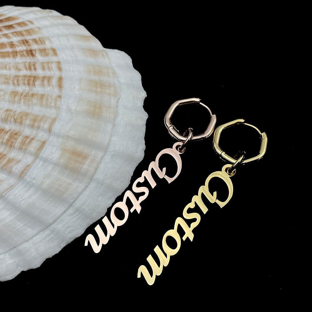 Irregular Earrings with Custom Name or Text