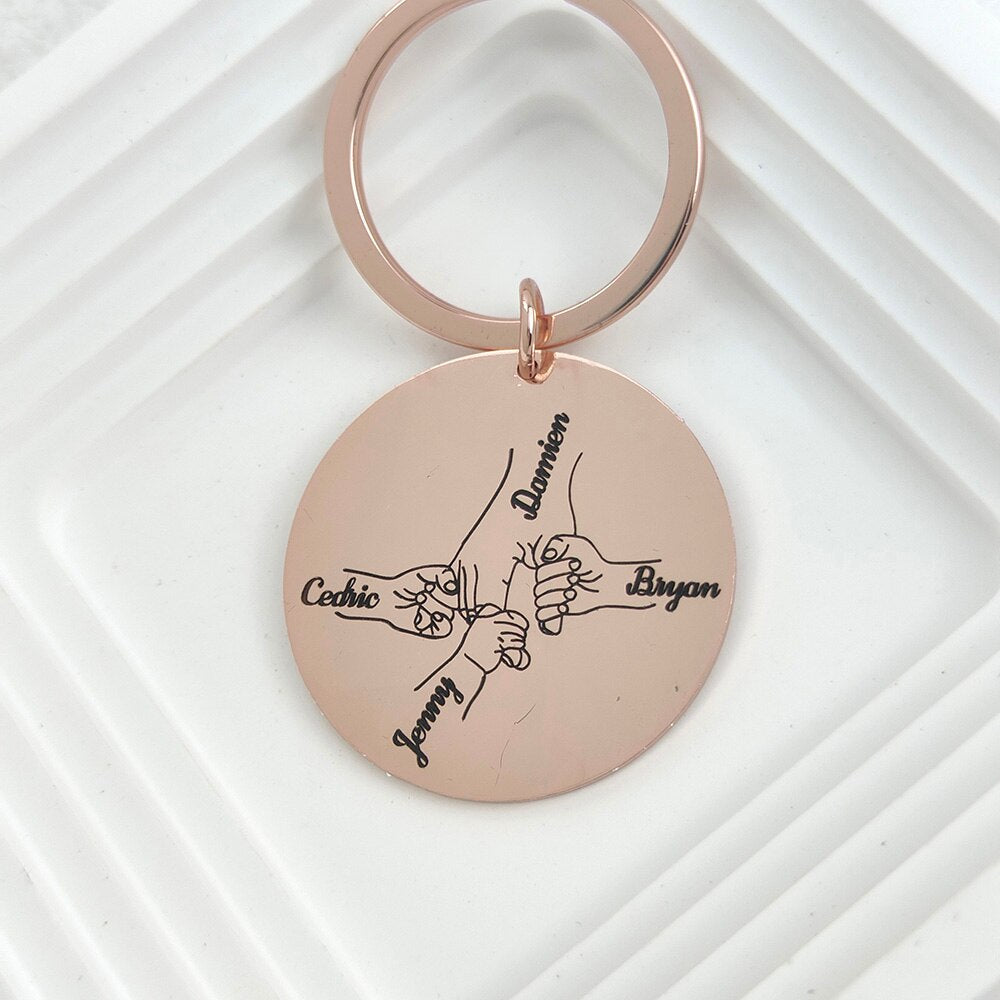 Keychain with Engraved Hands and Names - Keychain