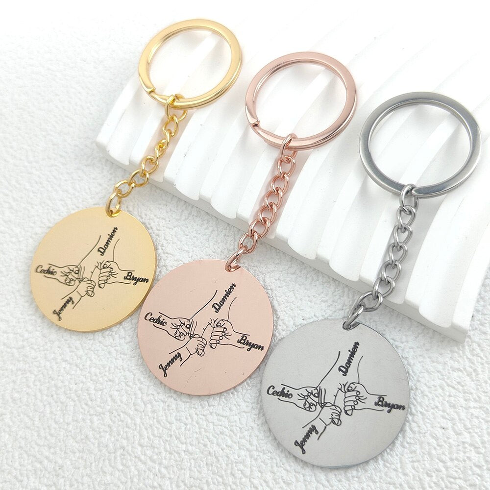 Keychain with Engraved Hands and Names - Keychain