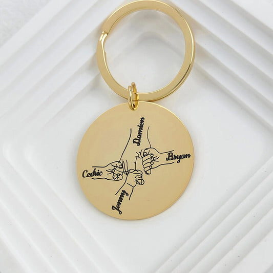 Keychain with Engraved Hands and Names - Keychain