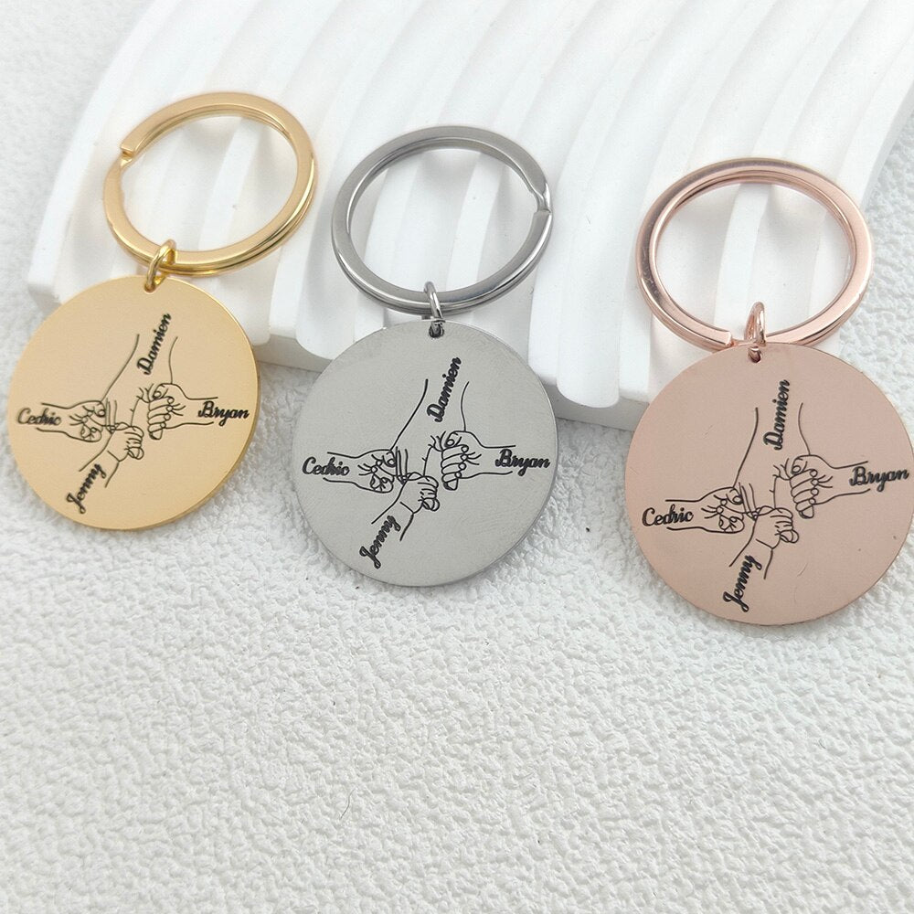 Keychain with Engraved Hands and Names - Keychain