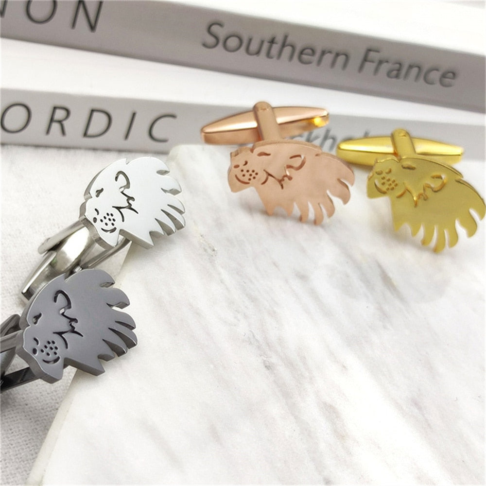 Lion Head Cufflinks - 4 / Black - Cufflinks