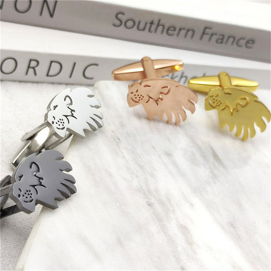 Lion Head Cufflinks - 4 / Black - Cufflinks