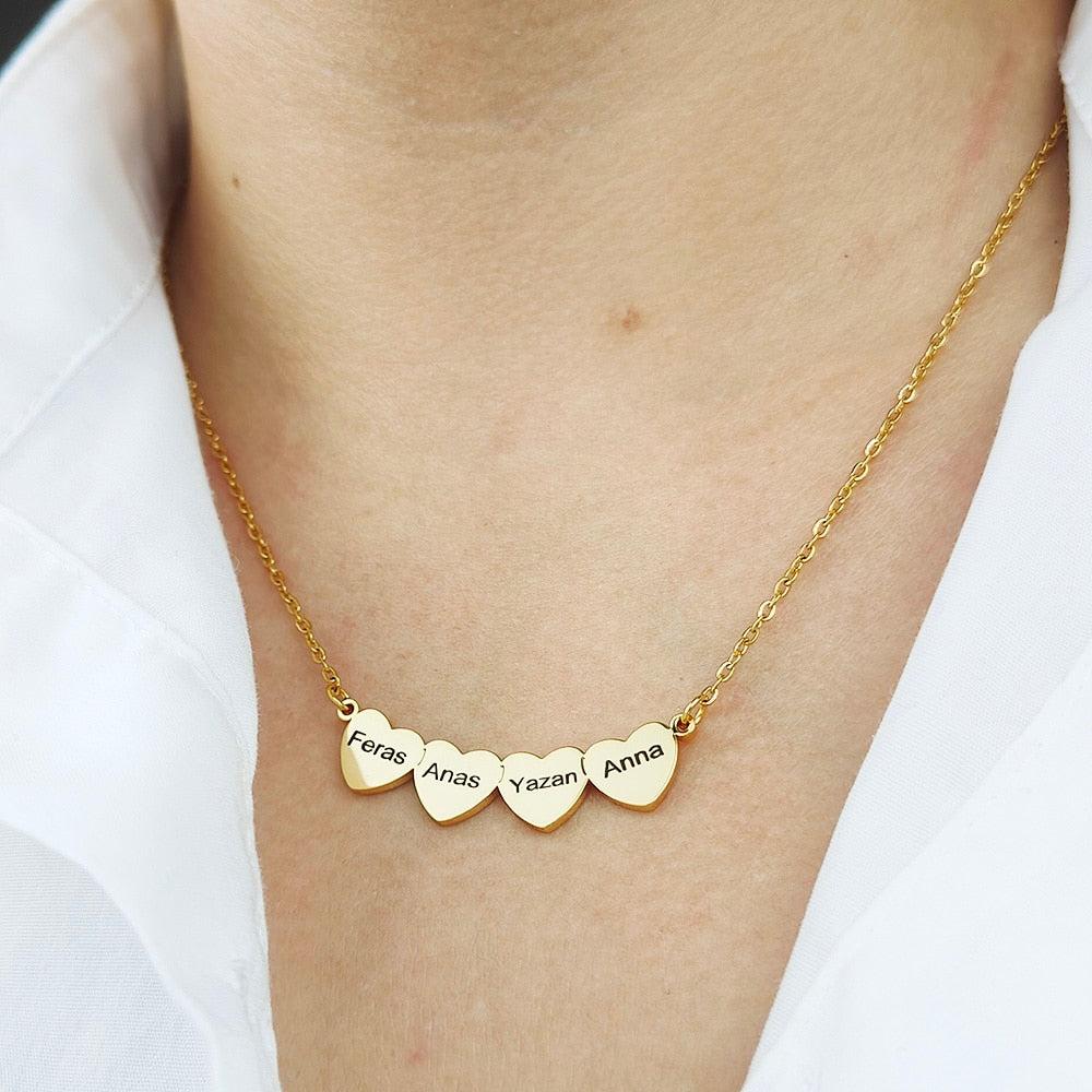 Love Heart Necklace with Engraved Name - Necklace