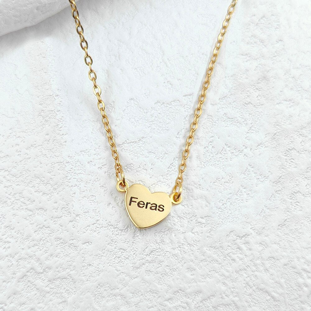 Love Heart Necklace with Engraved Name - Necklace