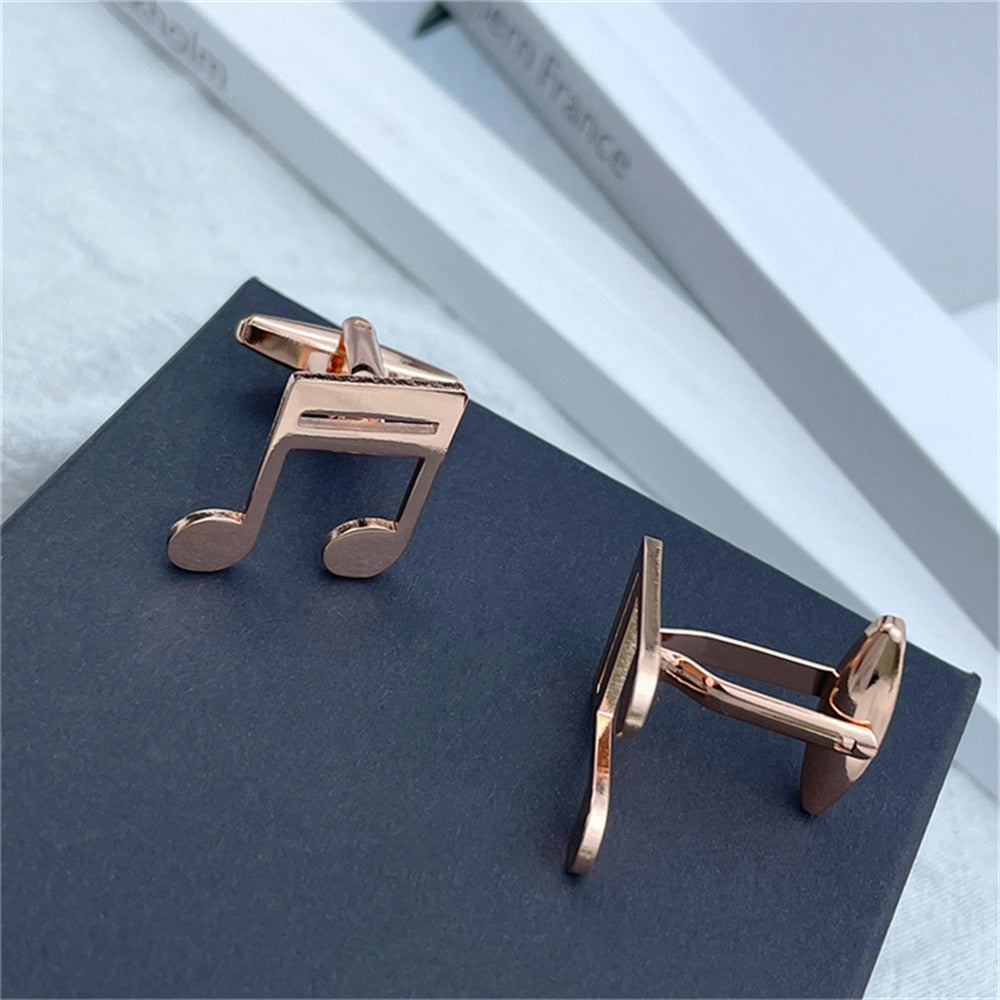 Music Note Cufflinks - Rose Gold