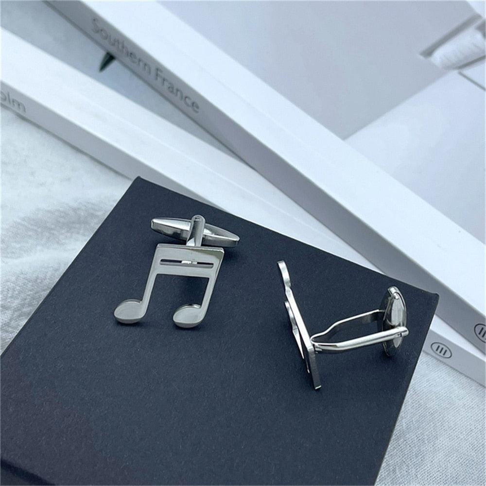 Music Note Cufflinks - Silver