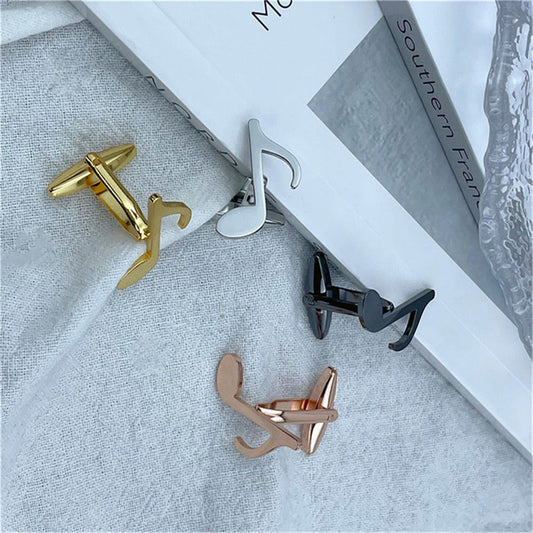 High Quality Silver Cufflinks for Men Fashion Design Musical Note Men&amp;#39;s Shirt Cuff Button Party Wedding Cufflink mancuernillas