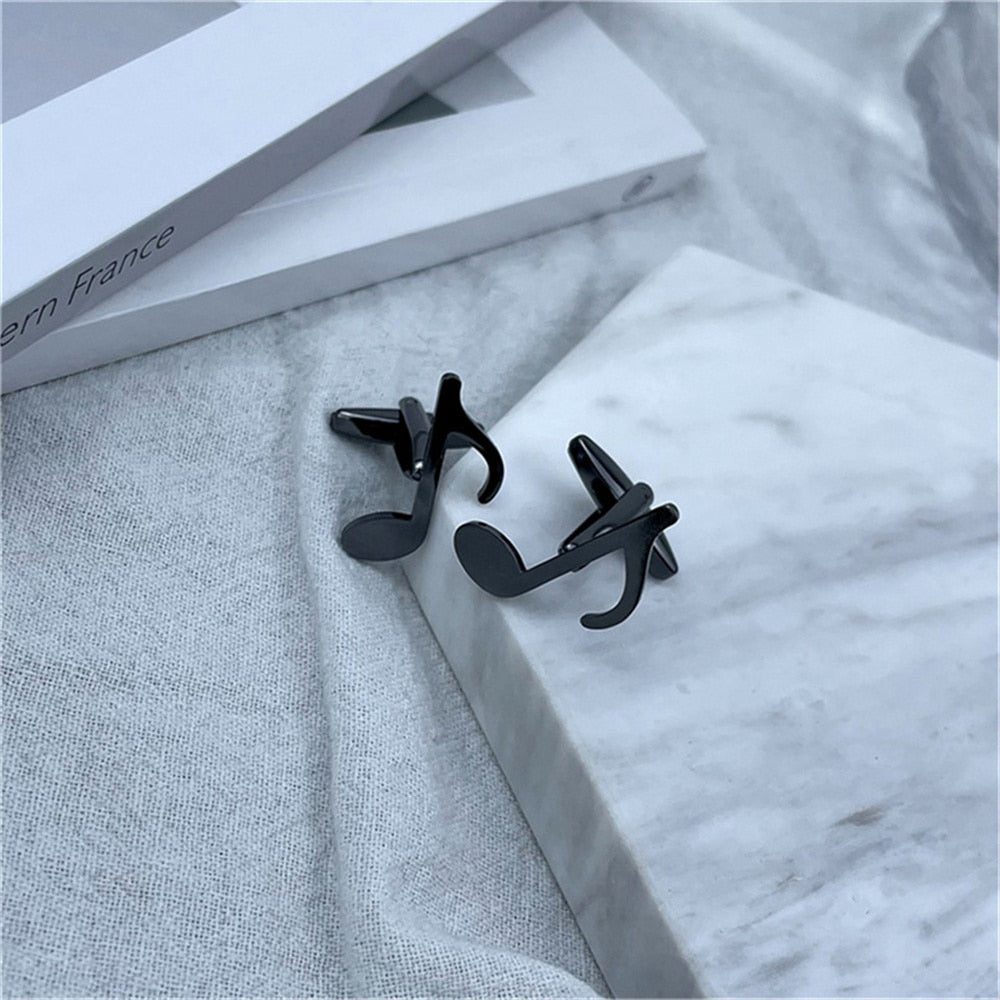 High Quality Silver Cufflinks for Men Fashion Design Musical Note Men Shirt Cuff Button Party Wedding Cufflink mancuernillas