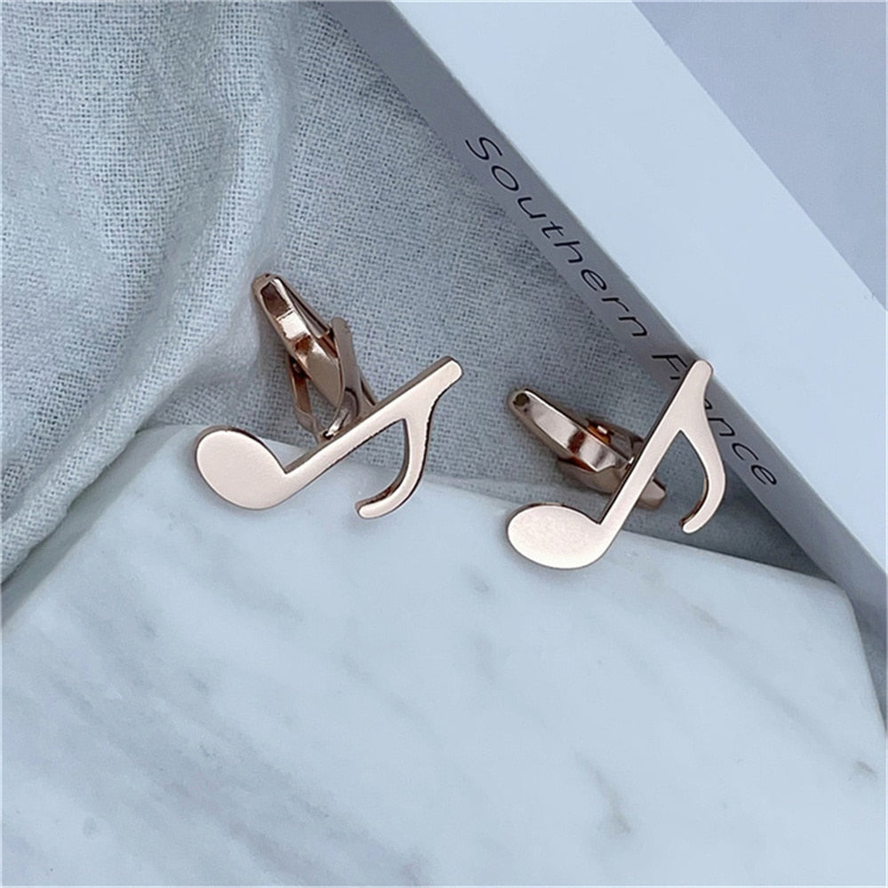 High Quality Silver Cufflinks for Men Fashion Design Musical Note Men&amp;#39;s Shirt Cuff Button Party Wedding Cufflink mancuernillas