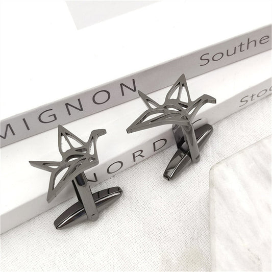 Origami Paper Birds Cufflinks - Black