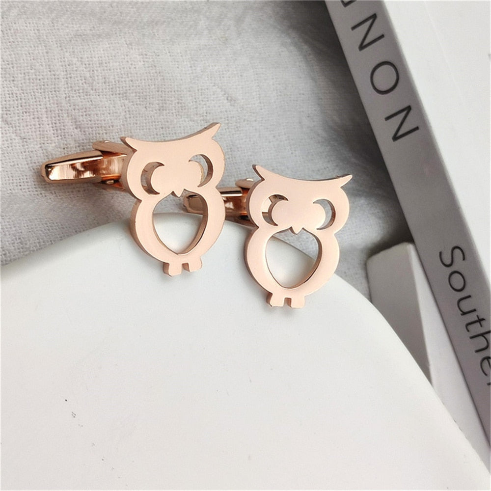Owl Cufflinks - Rose Gold