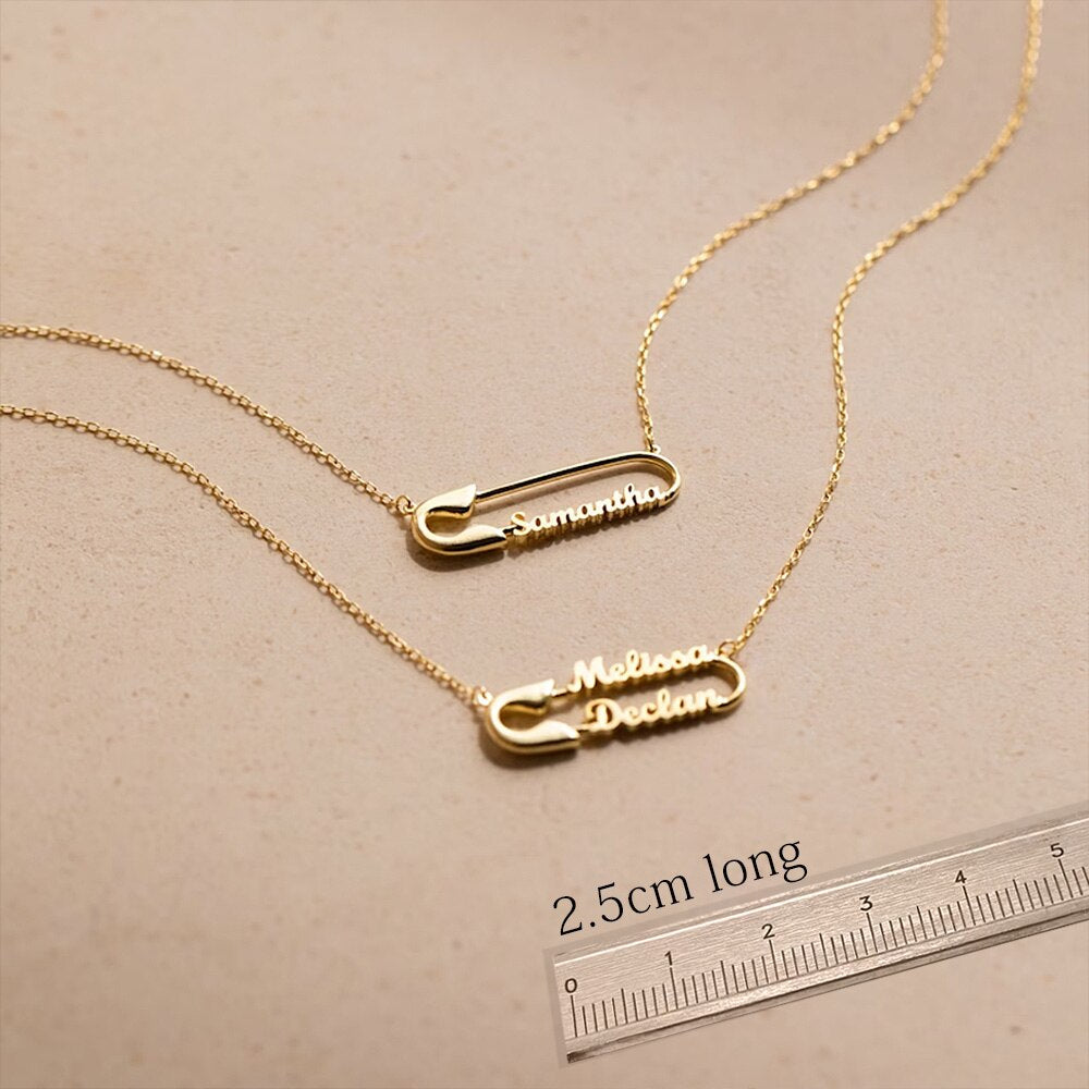 Paper Clip Necklace with Names - Necklace