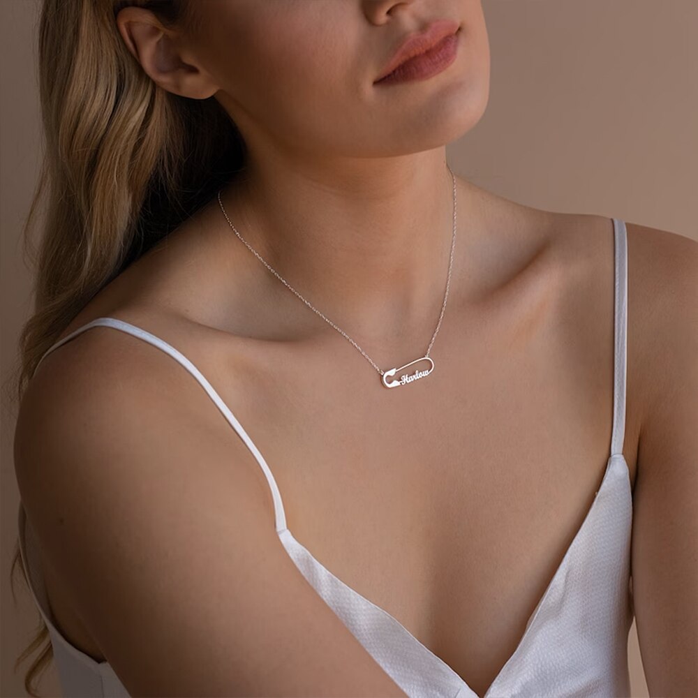 Paper Clip Necklace with Names - Necklace