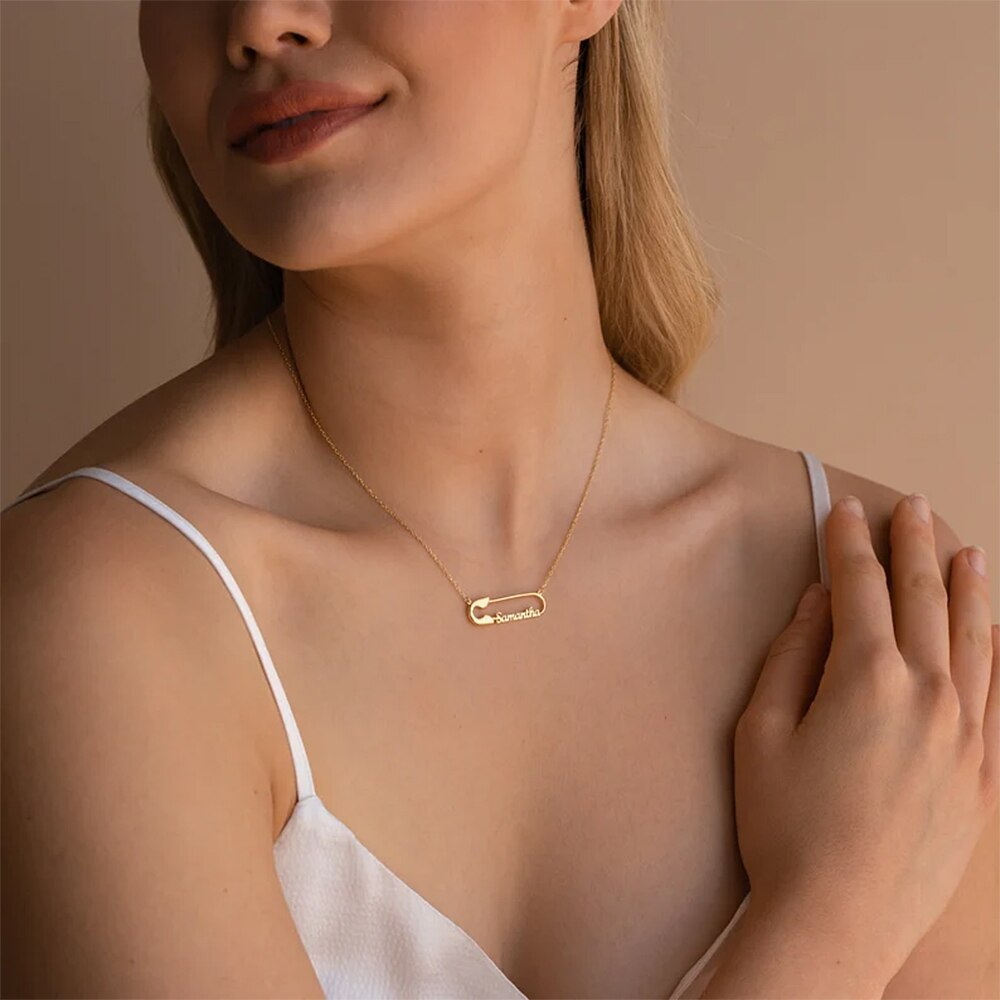 Paper Clip Necklace with Names - Necklace
