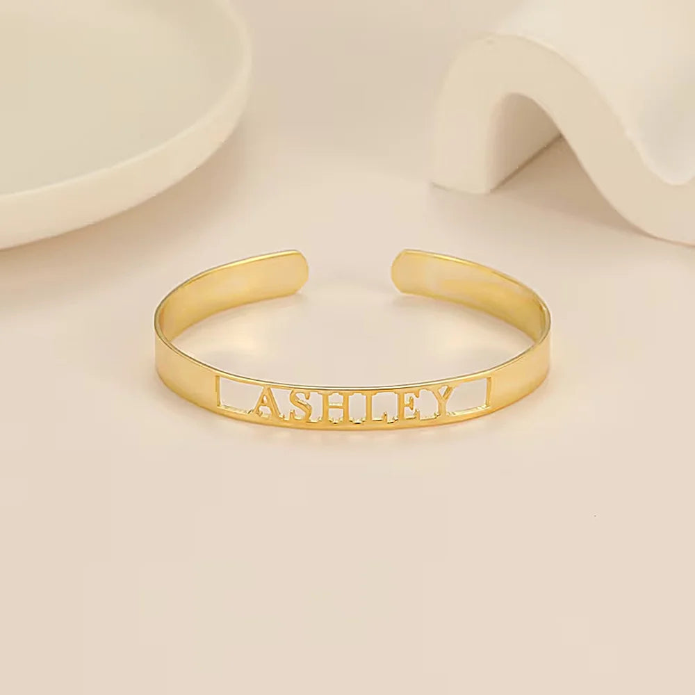 Personalized Bangle with Hollow Engraving