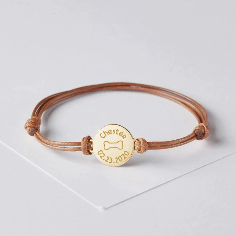 Pet name Bracelet with Adjustable Rope