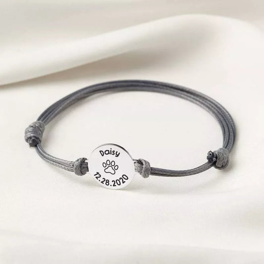 Pet name Bracelet with Adjustable Rope