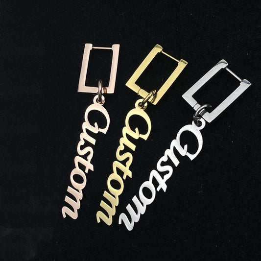 Rectangle Drop Earrings with Name