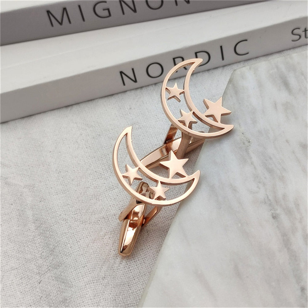 Stars and Moon Cufflinks - Rose Gold