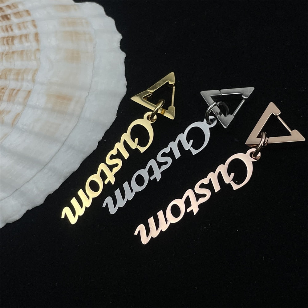 Triangle Name Earrings
