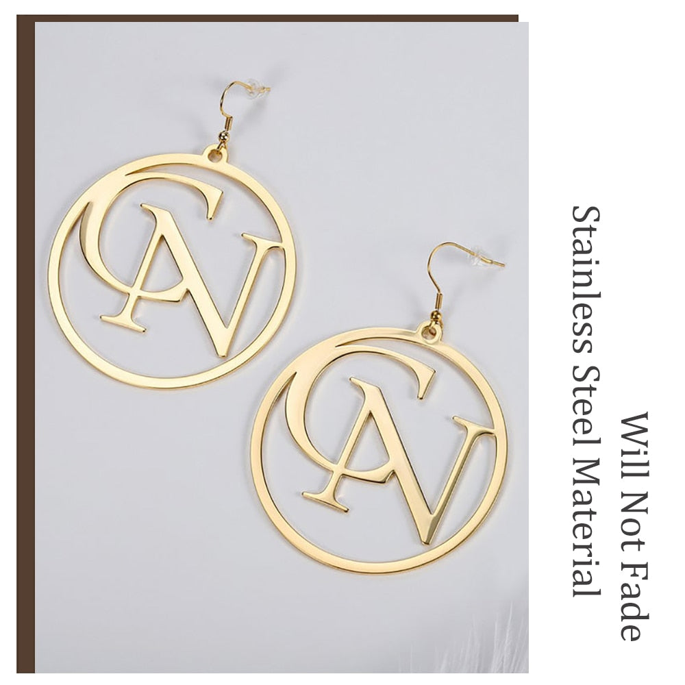Two Initial Letter Hoop Earrings - Earrings