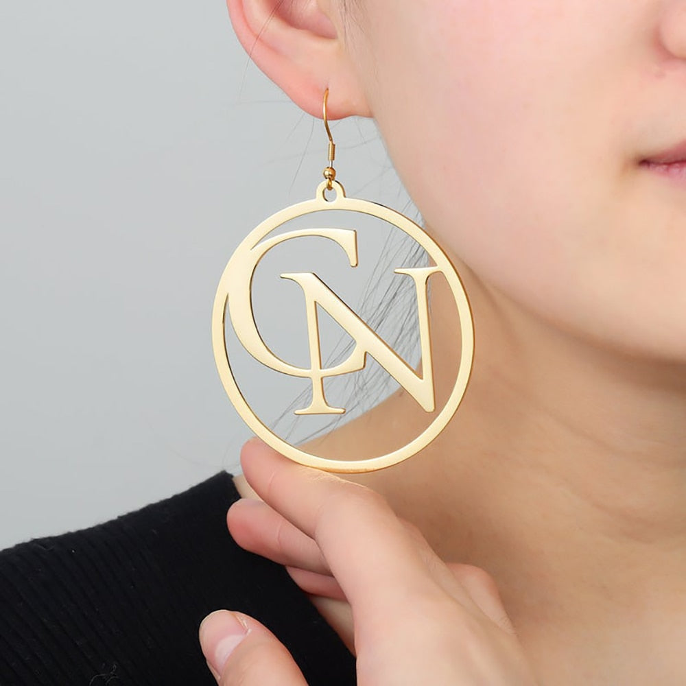 Two Initial Letter Hoop Earrings - Earrings