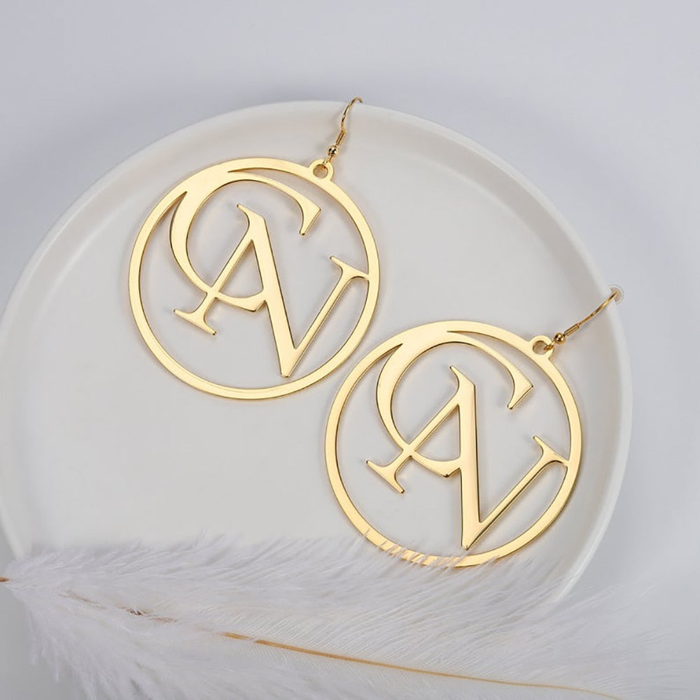 Two Initial Letter Hoop Earrings - Earrings