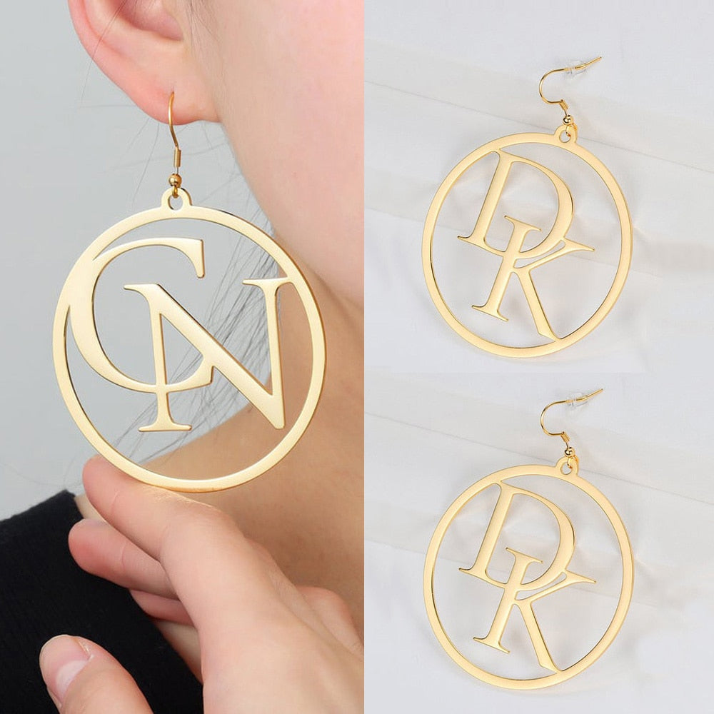 Two Initial Letter Hoop Earrings - Earrings