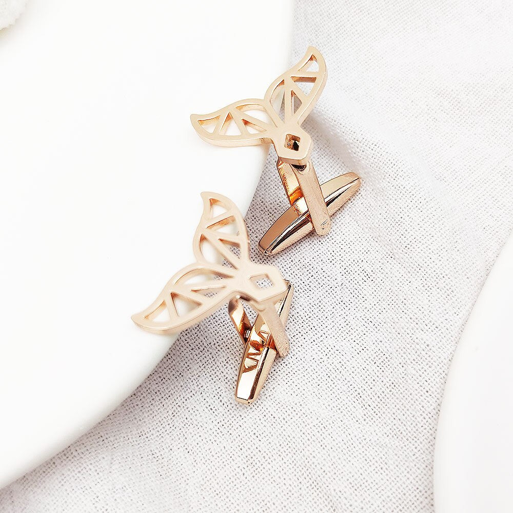Whale Tail Origami Cufflinks - Rose Gold
