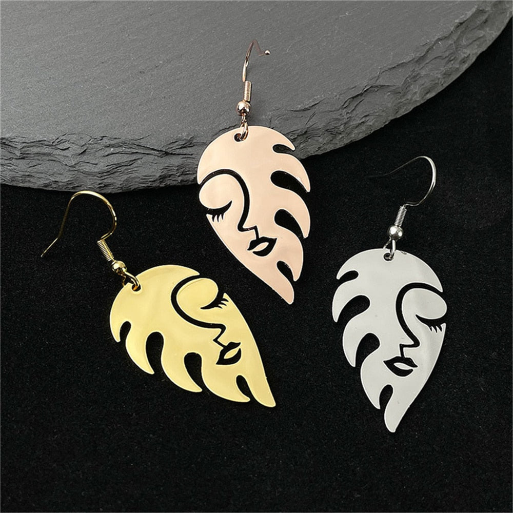 Women Face Feather Earrings