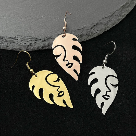 Women Face Feather Earrings