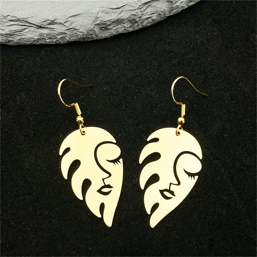Women Face Feather Earrings