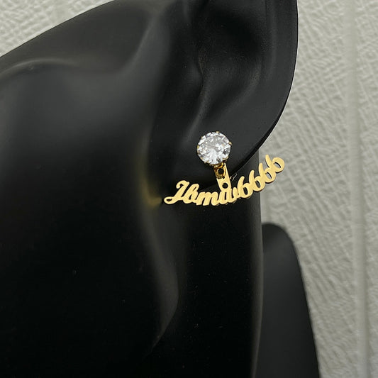 Gem Ear Stud with Name