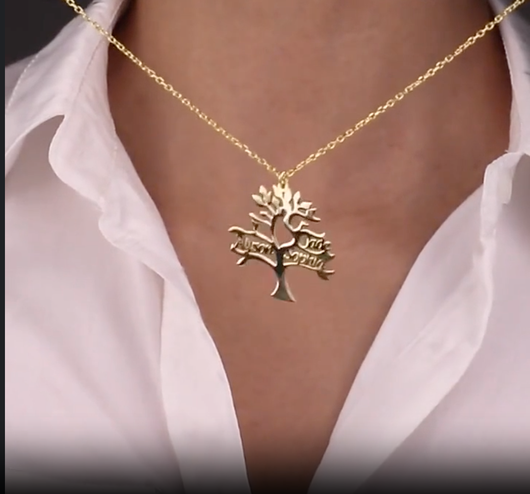 New Custom Family Tree Of Life Name Necklace Stainless Steel Nameplate Necklace Personalized Jewelry Mom Xmas Gift