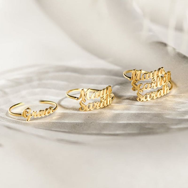 Adjustable Custom Ring with 1-4 Names - Ring