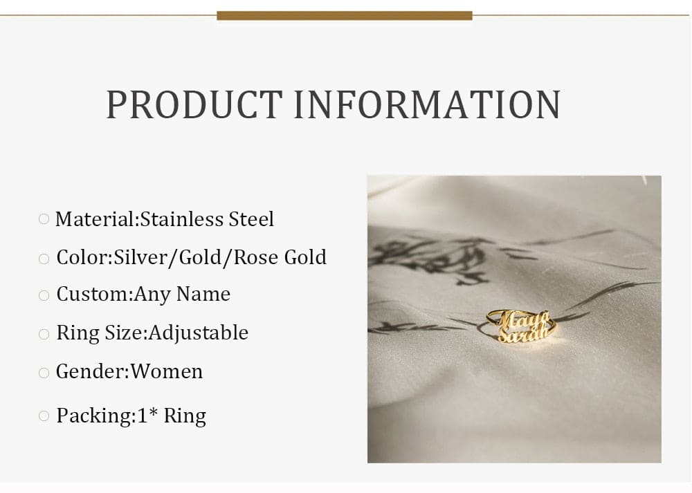 Adjustable Custom Ring with 1-4 Names - Ring
