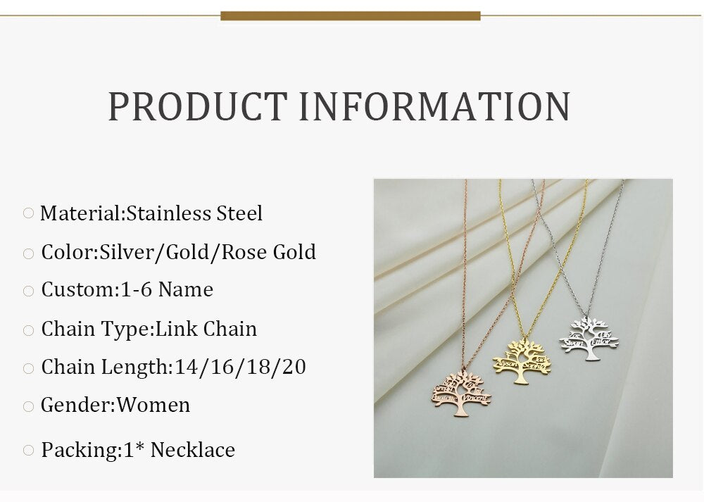 Family Tree Of Life Necklace with Names - Custom Necklace