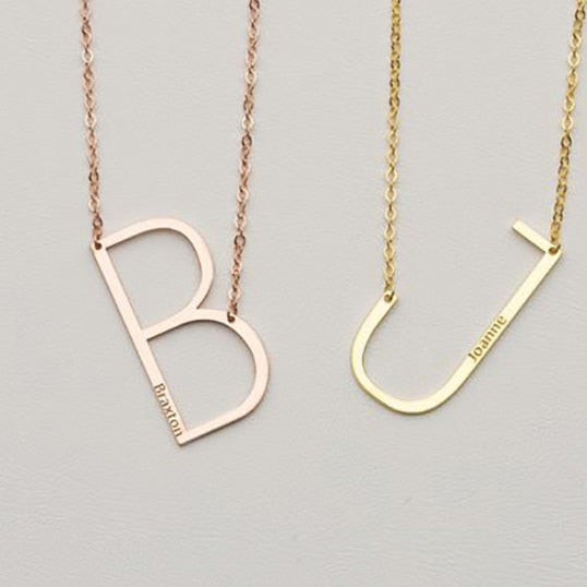 Large Initial Necklace with Name - Custom Necklace