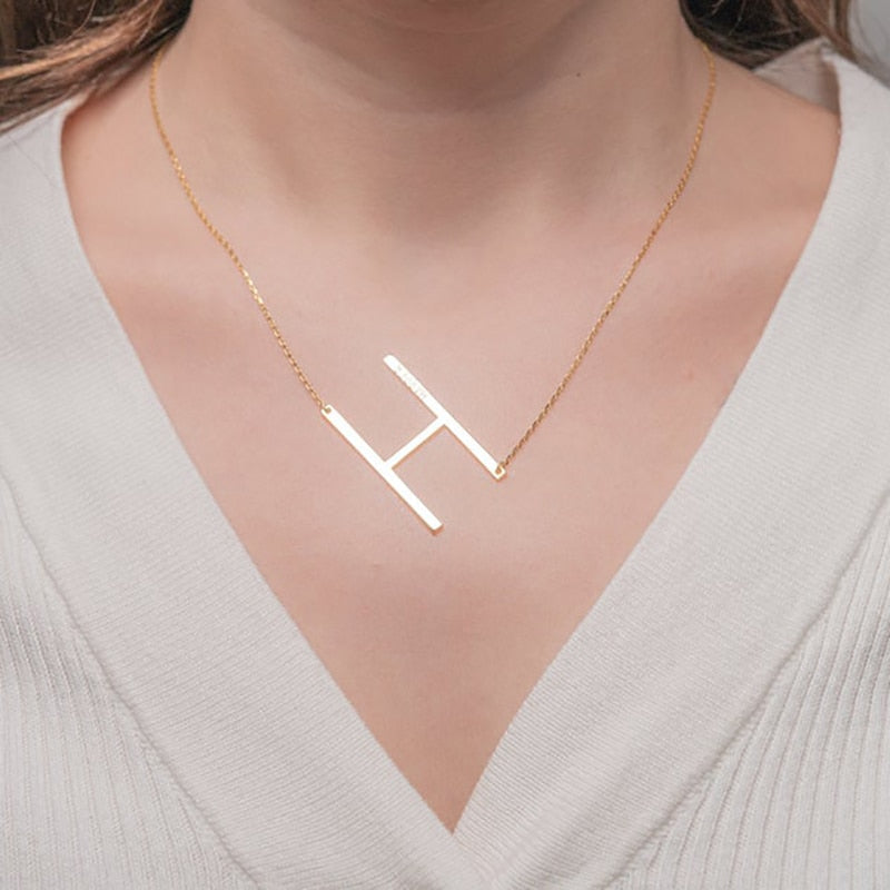 Large Initial Necklace with Name - Custom Necklace