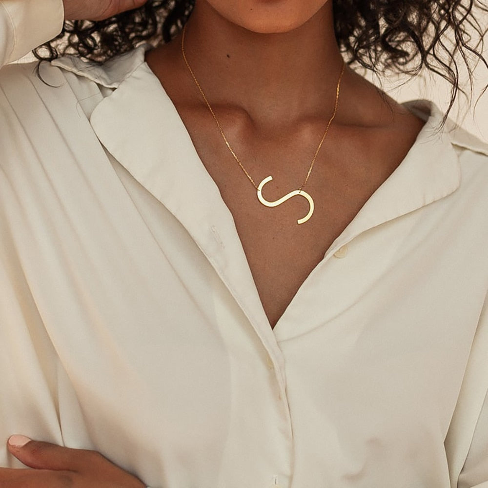 Large Initial Necklace with Name - Custom Necklace