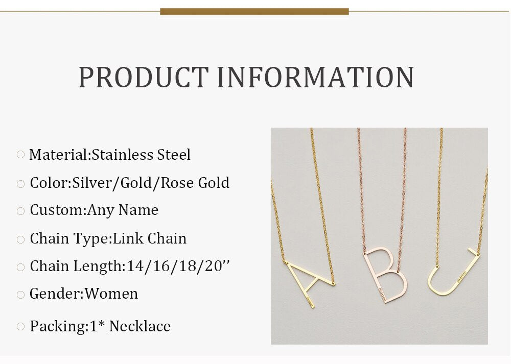 Large Initial Necklace with Name - Custom Necklace