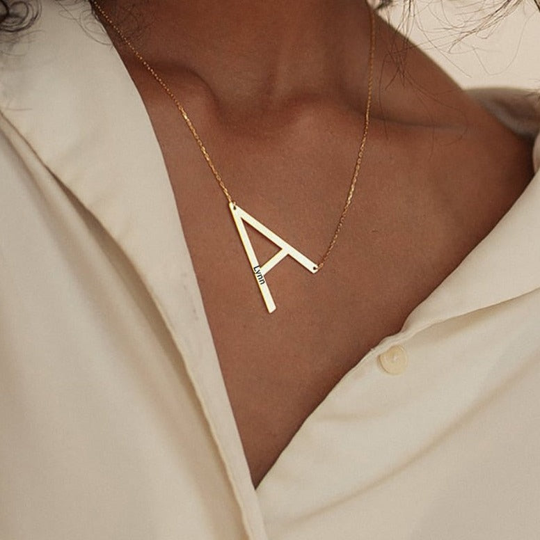Large Initial Necklace with Name - Custom Necklace