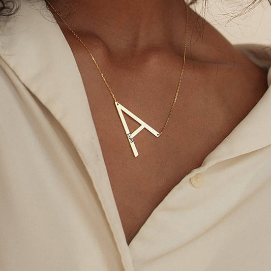 Large Initial Necklace with Name - Custom Necklace