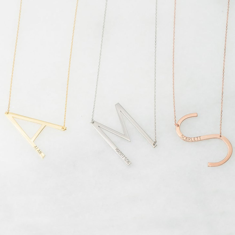 Large Initial Necklace with Name - Custom Necklace